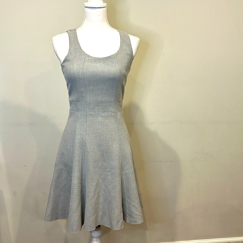 H&M Gray Fit and Flare Skater Dress with Back Zip  Size 6